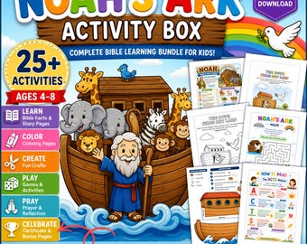 Noah's Ark Activity Box Printable | Noah Bible Activities for Kids | 25+ Activities