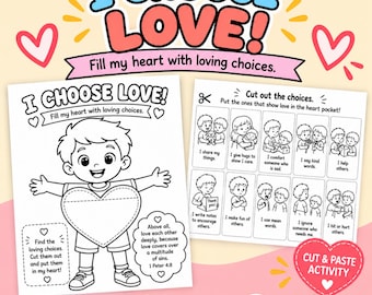 I Choose Love! Christian Kindness Activity for Kids, 1 Peter 4:8 Bible Craft (Digital Download)