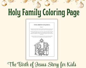 Holy Family | Birth of Jesus Story Printable Coloring Sheet | Christian Christmas Activity for Kids