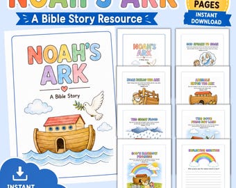 Noahs Arche Bibelgeschichte zum Ausdrucken | Christliches Aktivitätenbuch für Kinder | Sonntagsschul-Unterricht
