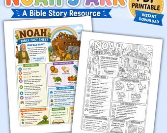 Noah Bibel Merkblatt Printable | Arche Noah Christliche Lernseite | Kinderbibelstudies Aktivität