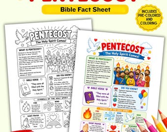 Pfingsten Bibel Merkblatt Printable | Heiliger Geist |Sonntagsschulstunde | Malvorlage PDF | Apostelgeschichte 2