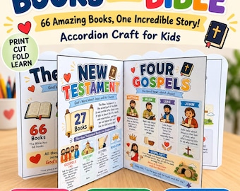 Books of the Bible Craft for Kids, Bible Accordion Printable, Old and New Testament Activity