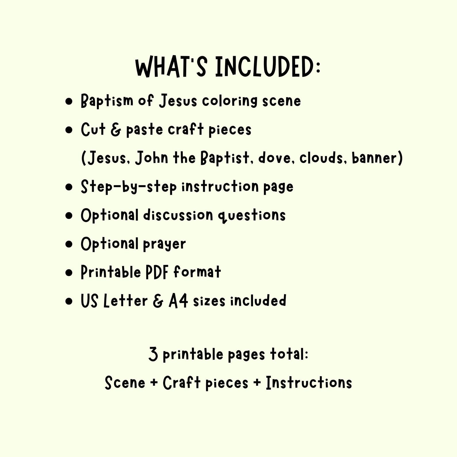 Baptism of Jesus Cut and Paste Craft for Kids | Bible Activity PDF - Etsy