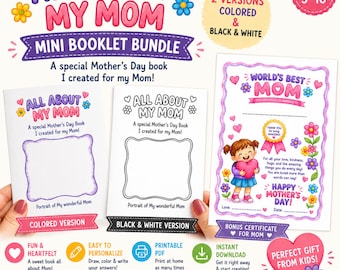 Paquete imprimible "Todo sobre mi mamá" / Folleto de recuerdo para el Día de la Madre