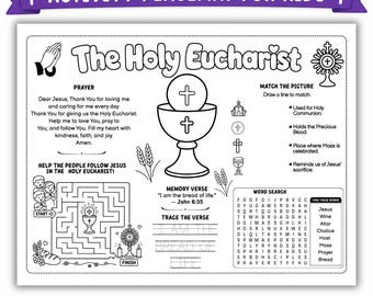 Fronleichnam-Tätigkeits-Tischset für Kinder | Heilige Eucharistie katholische Printable