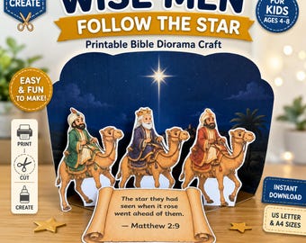 Wise Men Follow the Star Diorama Craft, Christmas Sunday School, Epiphany Activity for Kids