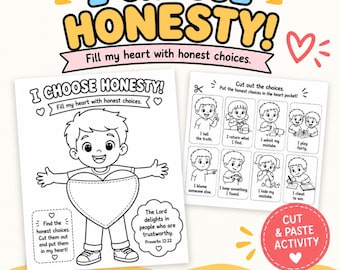 Honesty Activity for Kids, Proverbs 12:22 Bible Craft, Cut & Paste (Digital Download)