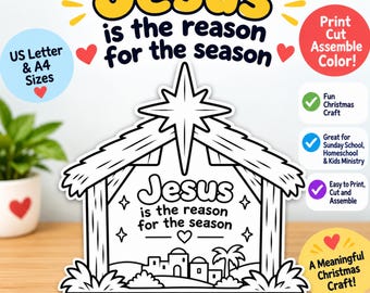 Nativity Accordion Craft for Kids, Christmas Bible, Birth of Jesus Printable, Luke 2