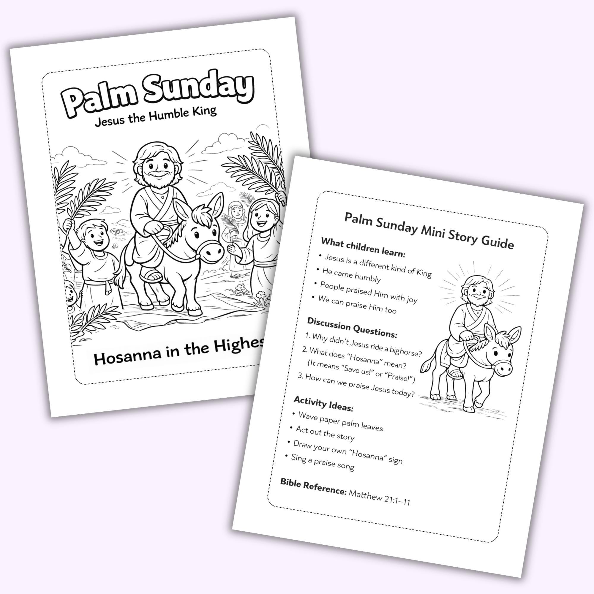 Palm Sunday Coloring Pages for Kids | Jesus Mini Story | Lent & Holy ...