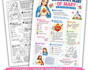 Unbeflecktes Herz Mariens Datenblatt für Kinder | Katholische Aktivität | VBS | A4 Digitaler Download