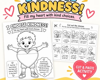 Kindness Activity for Kids, Christian Cut and Paste Craft, Bible Character Lesson, Sunday School Printable