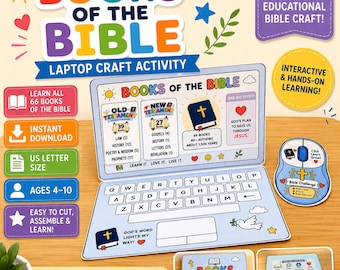 Books of the Bible Interactive Craft for Kids, Sunday School Printable, Old and New Testament
