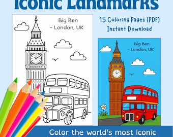 World’s most Iconic Landmarks Printable Coloring Pages! Instant Download Printable PDF