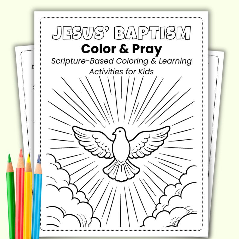 The Baptism of Jesus | Bible Color and Pray for Kids | Sunday School ...