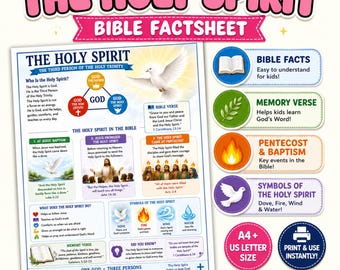 Die Heiliger Geist Bibel Factsheet druckbare PDF | Heilige Dreifaltigkeit für Kinder | Sonntagsschul-Unterricht