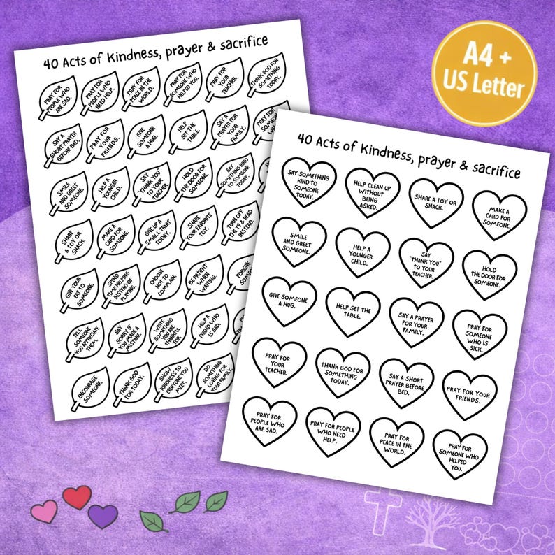 Lenten Tree Craft & 40 Acts of Kindness Calendar Bundle | Catholic Lent ...
