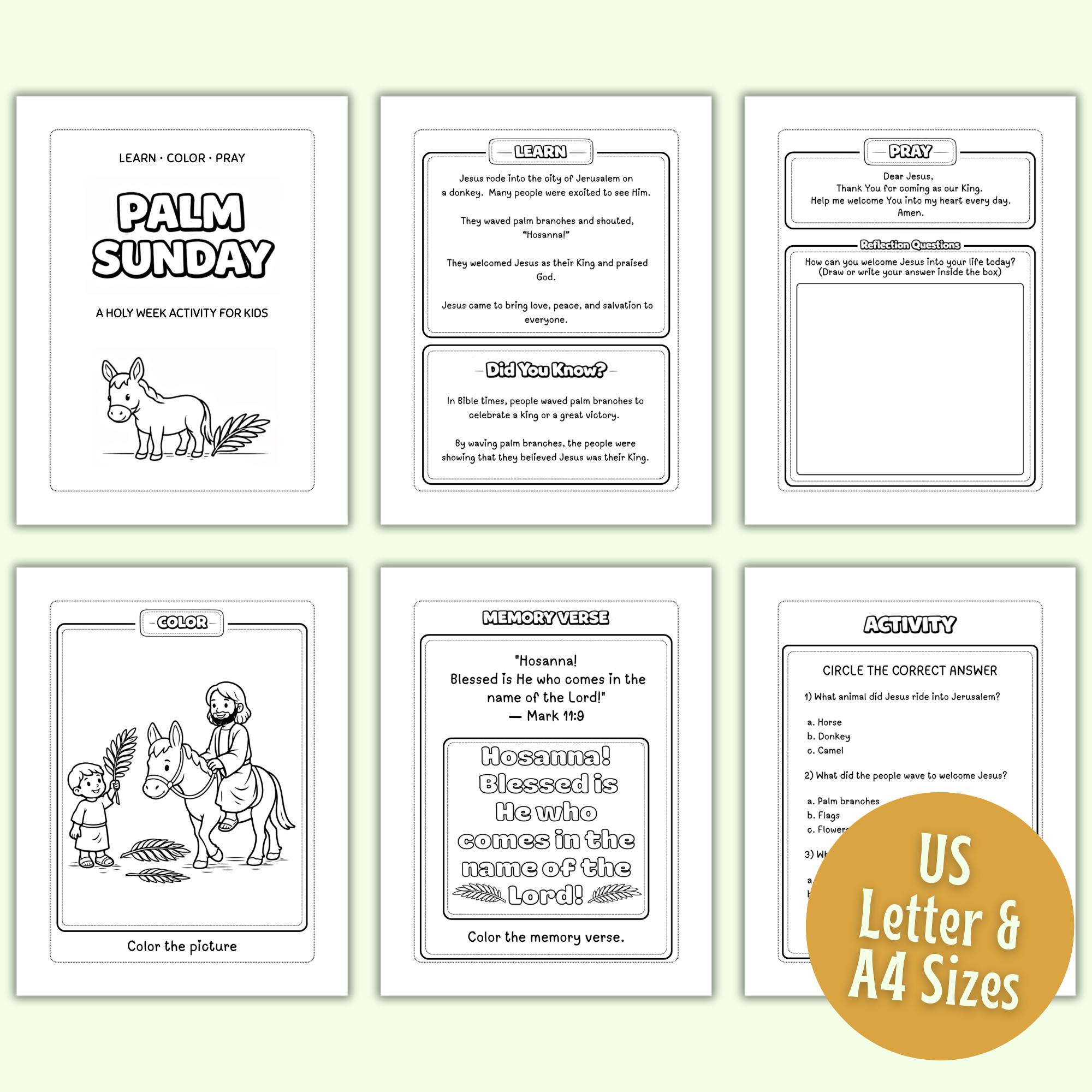 Palm Sunday Activity | Holy Week Sunday School Printable | Learn Color ...