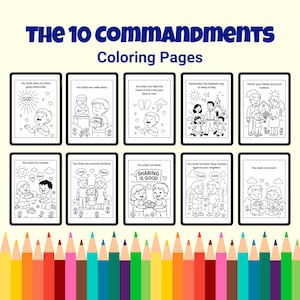 10 Commandments Coloring Pages for Kids, Printable Bible Activity Sheets, Christian Sunday School (PDF)