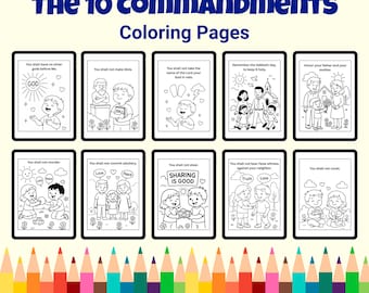 10 Commandments Coloring Pages for Kids, Printable Bible Activity Sheets, Christian Sunday School (PDF)