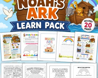 Noah's Ark Bible Activity Pack Printable | Christian Homeschool PDF | Sunday School Lesson | Bible Facts