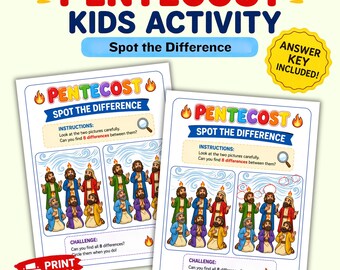 Pfingsten Finde den Unterschied Printable | Bibelaktivität für Kinder | Sonntagsschulspiel | Christliche Hausschule PDF
