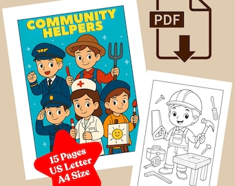 Professions Coloring Book: Community Helpers, A4 (Printable PDF)