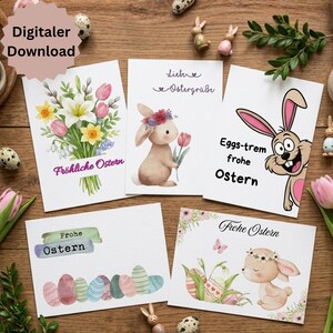 Printable Osterkarten Set–Download–Digitale Osterkarten–Easter Card Printable–Ostergruß Karten zum Ausdrucken-last Minute-frohe Ostern