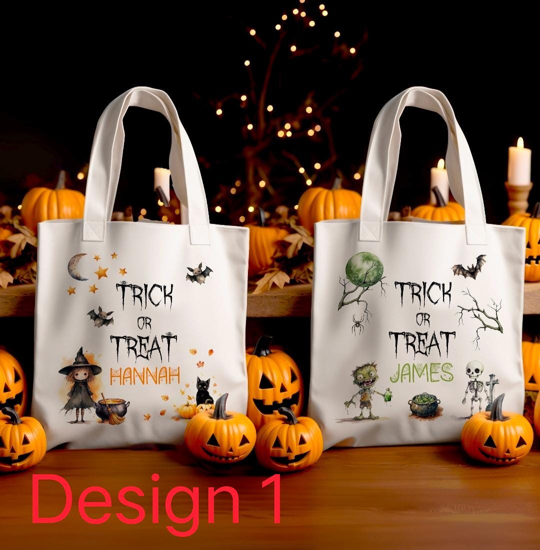 Custom Halloween Bag for Trick or Treat|add Personalised Name Initials ...