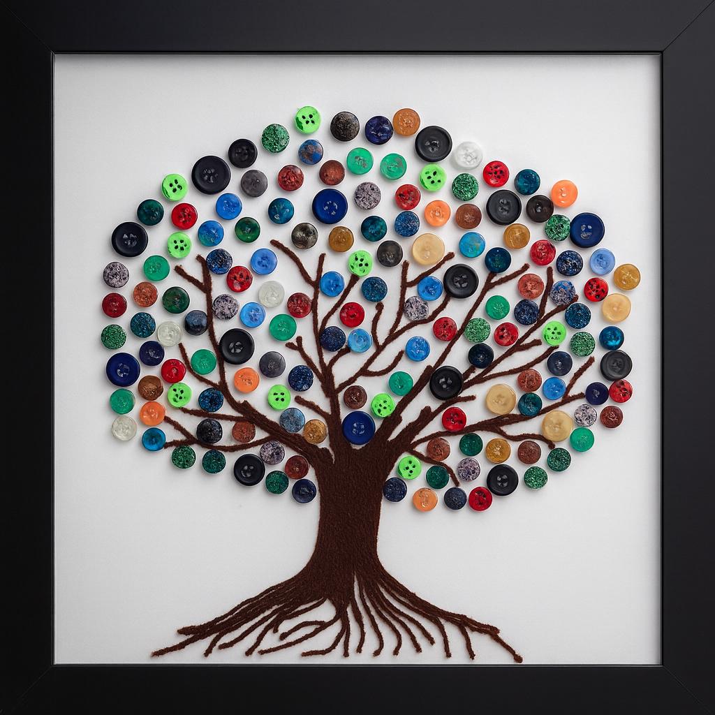 Handmade Button Tree Wall Art | Unique Home Decor "12×12" Inches - Etsy
