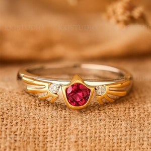 Goron's Ruby Inspired Ring • Zelda Ring • Spiritual Stone Ring • Hylian Shield Ring • Geeky Nerdy Engagement Ring • Gamer Anniversary Ring