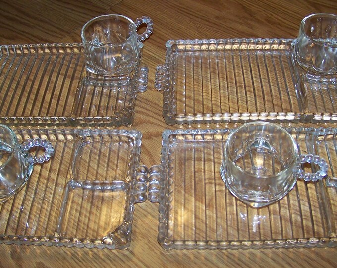Vintage Candlewick Glass Snack Set 8 Piece Set Beautiful Etsy