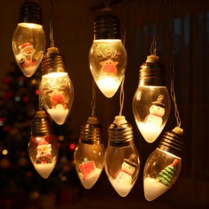 Christmas LED String Lights – USB Powered Bulb Garland with Santa | Festive Fairy Lights for Holiday Home Party & Christmas Tree Decor