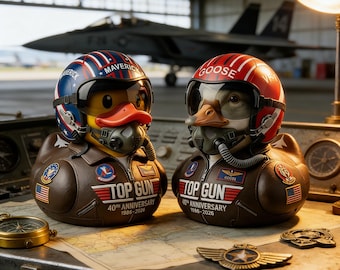 Top Gun 40º Aniversario Pilot Duck / Maverick & Goose Coleccionable / Regalo icónico para fans del cine de los 80 / Decoración de aviador