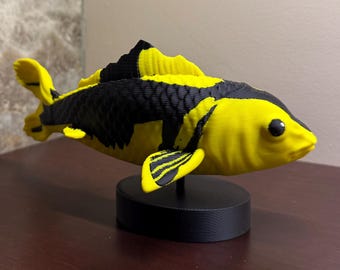 3D Printed Ki Utsuri Koi, Statue, Gift For Koi Lover