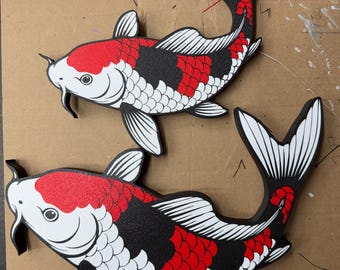 LARGE Showa Koi Wall Art, Koi Pond Decor, 3D Printed Koi, Carp, Koi Wall Hanging, Water Garden Decor, Outside Sign, Gift For Koi Lover