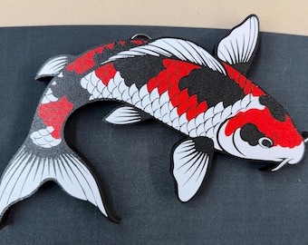 Showa Koi Wall Art, Koi Pond Decor, 3D Printed Koi, Carp, Koi Wall Hanging, Water Garden Decor, Outside Sign, Gift For Koi Lover