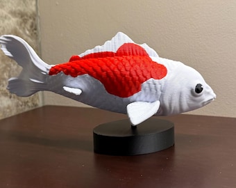 3D Printed Kohaku Koi, Statue, Gift For Koi Lover