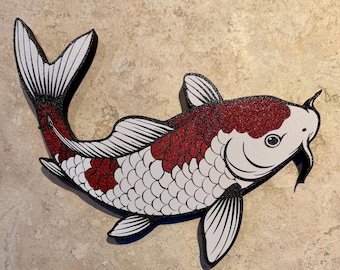 Budo Goromo Koi Wall Art, Koi Pond Decor, 3D Printed Koi, Carp, Koi Wall Hanging, Water Garden Decor, Outside Sign, Gift For Koi Lover