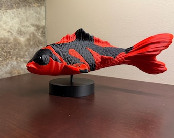 3D Printed Hi Utsuri Koi, Statue, Gift For Koi Lover