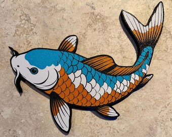 LARGE Asagi Koi Wall Art, Koi Pond Decor, 3D Printed Koi, Carp, Koi Wall Hanging, Water Garden Decor, Outside Sign, Gift For Koi Lover