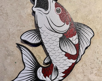 LARGE Budo Goromo Koi Wall Art, Koi Pond Decor, 3D Printed Koi, Carp, Koi Wall Hanging, Water Garden Decor, Outside Sign, Gift For Koi Lover
