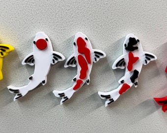 Koi Magnets Pack of 5, 3D Printed Koi, Gift For Koi Lover