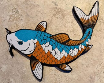 Asagi Koi Wall Art, Koi Pond Decor, 3D Printed Koi, Carp, Koi Wall Hanging, Water Garden Decor, Outside Sign, Gift For Koi Lover