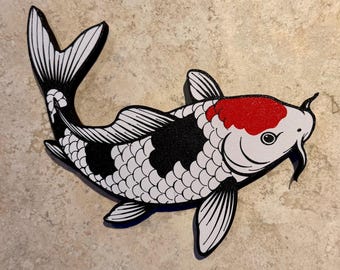 Tancho Koi Wall Art, Koi Pond Decor, 3D Printed Koi, Carp, Koi Wall Hanging, Water Garden Decor, Outside Sign, Gift For Koi Lover