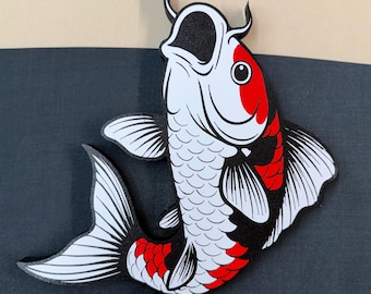 Showa Koi Wall Art, Koi Pond Decor, 3D Printed Koi, Carp, Koi Wall Hanging, Water Garden Decor, Outside Sign, Gift For Koi Lover