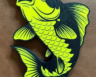 Ki Utsuri Koi Wall Art, Koi Pond Decor, 3D Printed Koi, Carp, Koi Wall Hanging, Water Garden Decor, Outside Sign, Gift For Koi Lover