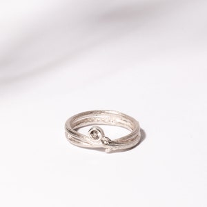 Overlapping Twig Ring with Diamond, Promise Ring