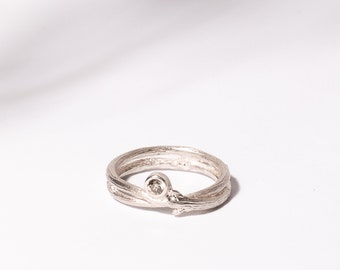 Overlapping Twig Ring with Diamond, Promise Ring