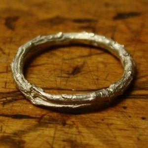 Rustic Evergreen Twig Ring Sterling Silver